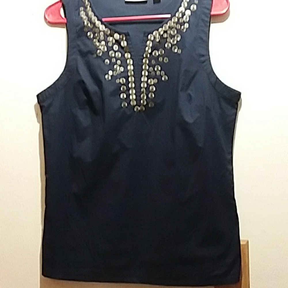 Sleeveless cotton embellished shirt